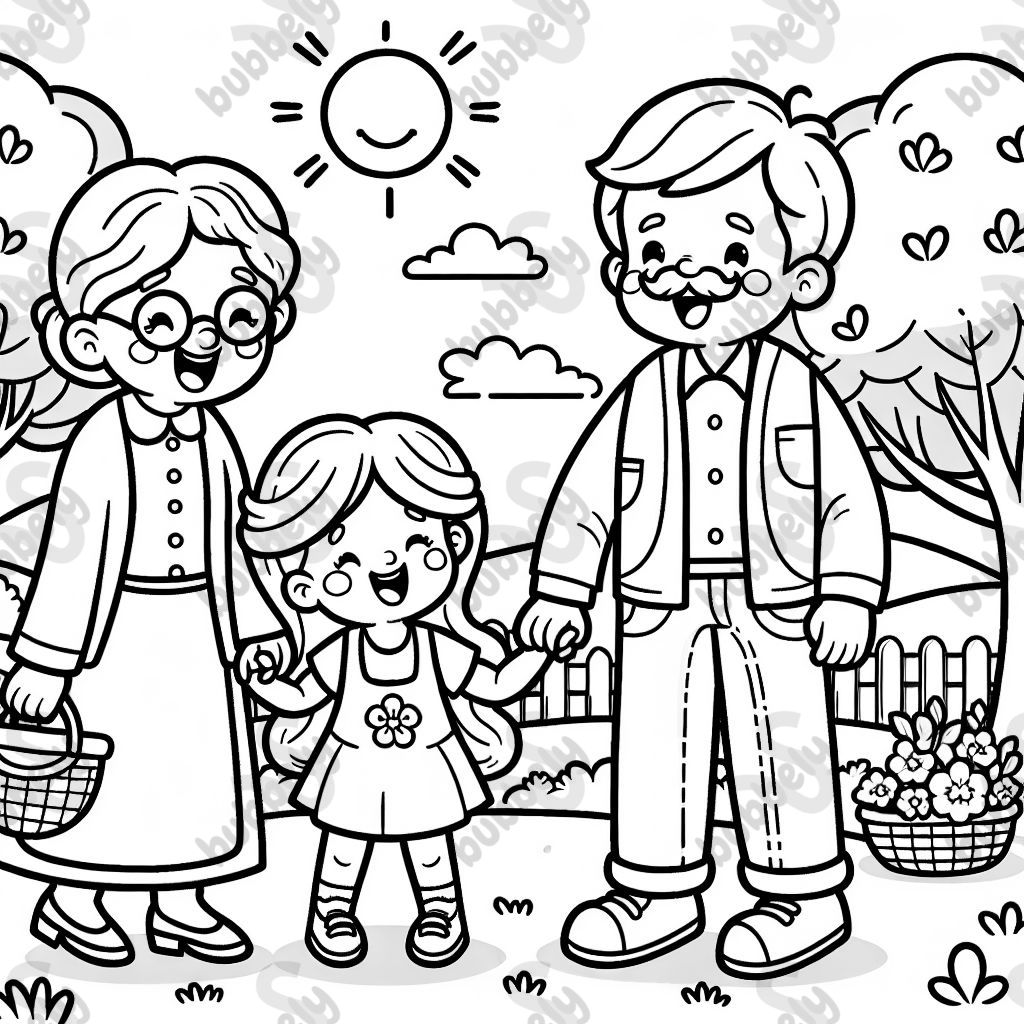 oma und opa mit einem mädchen und einem jungen