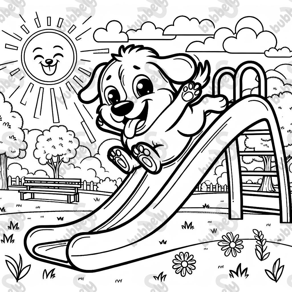 Dog going down a slide