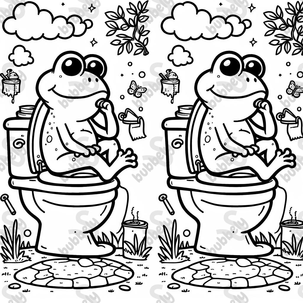 Ein Frosch der auf dem Klo sitzt