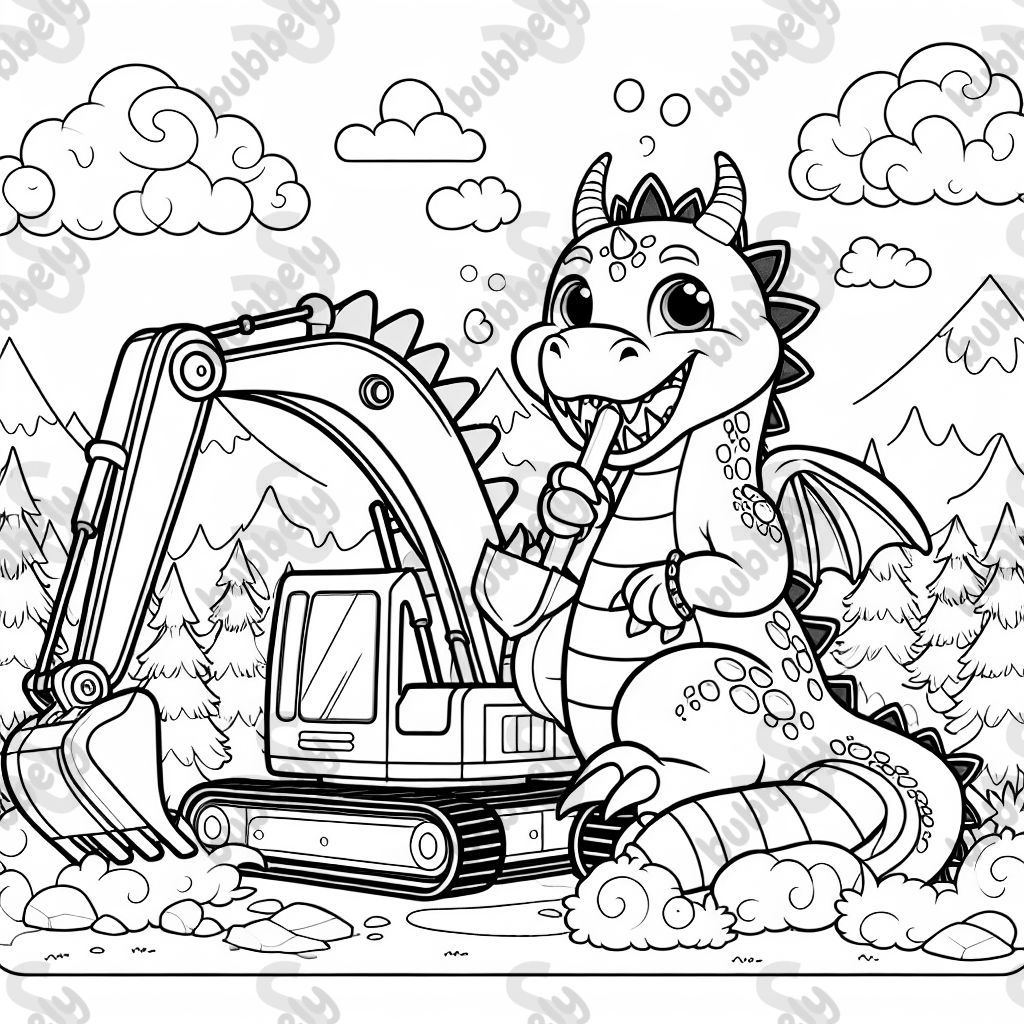 dragon on an excavavator