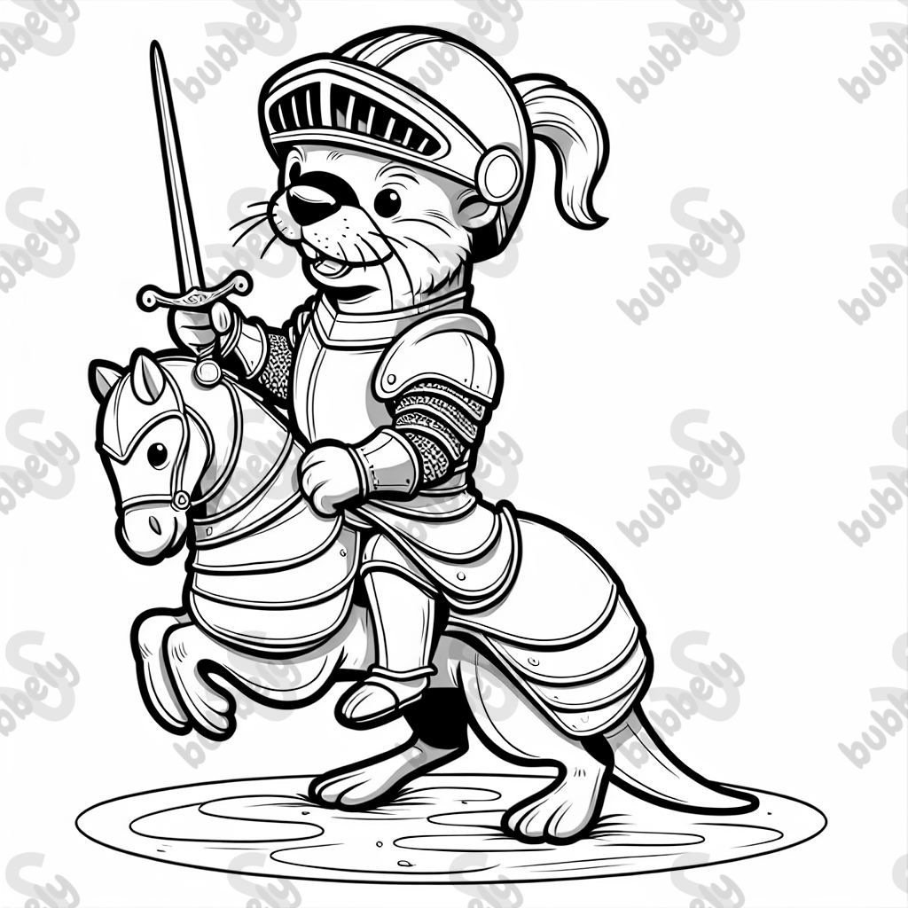 an otter jousting in knights armor