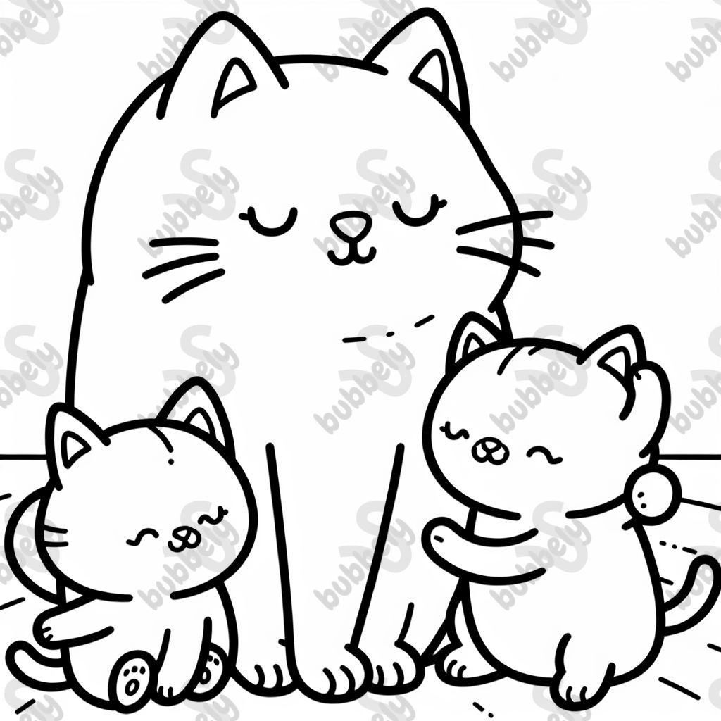 Mama cat with kittens