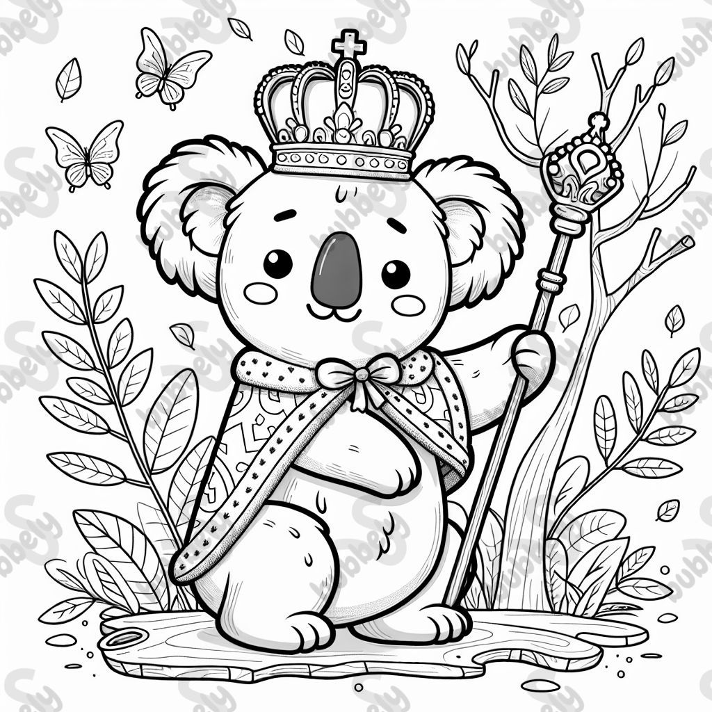 A koala king with a scepter