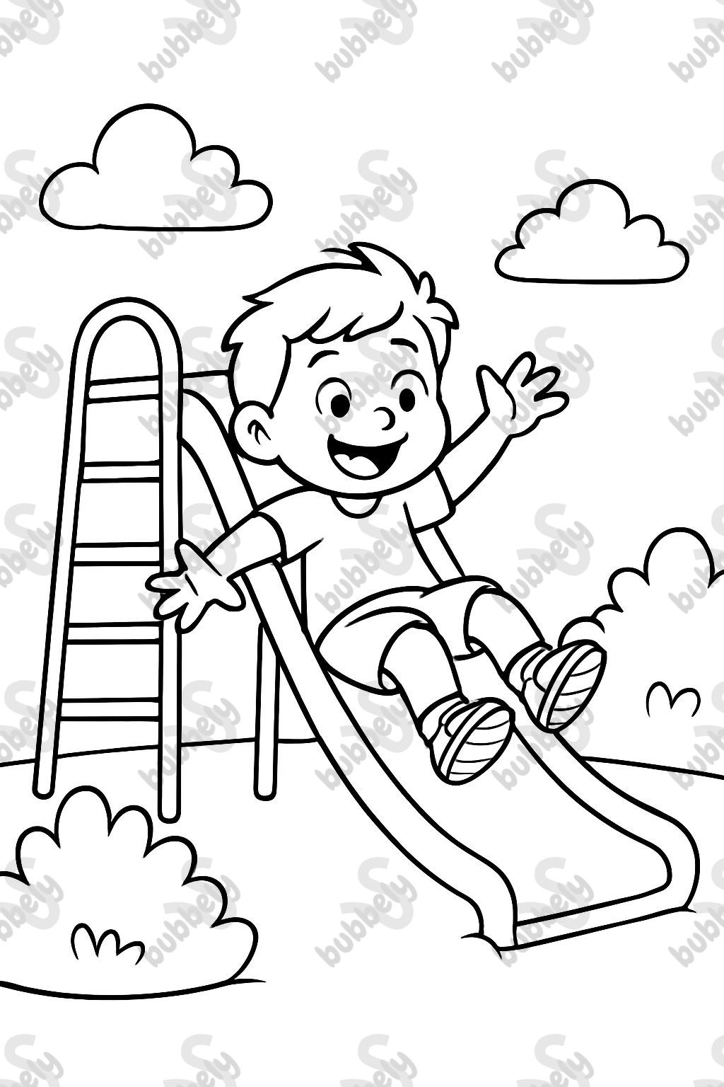 Enfant grimpant sur un toboggan par l'avant, sans utiliser les escaliers. Enfant grimpant sur un toboggan par l'avant, sans utiliser les escaliers.