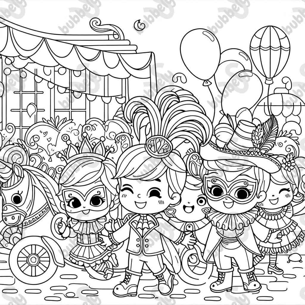 A carnival picture with dressed-up children A carnival picture with dressed-up children