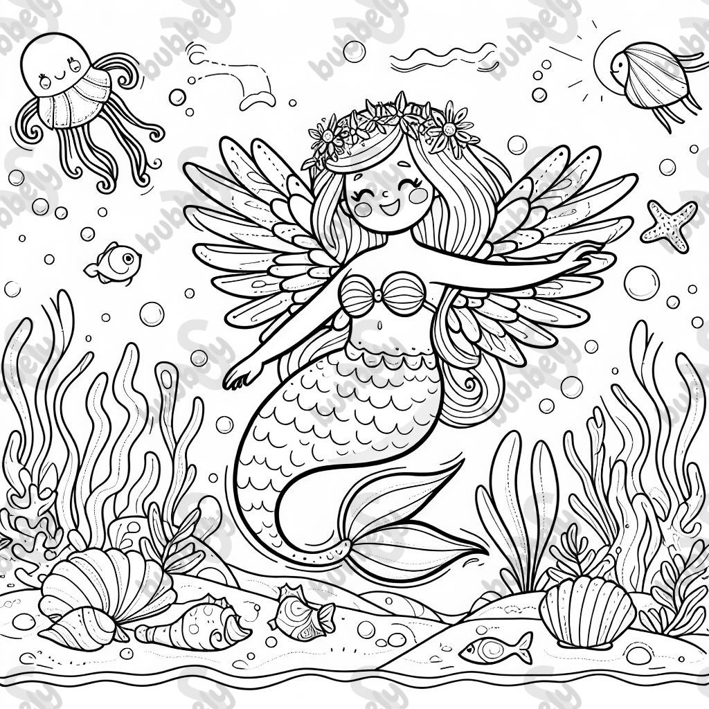 erwachsene meerjungfrau mit flügeln