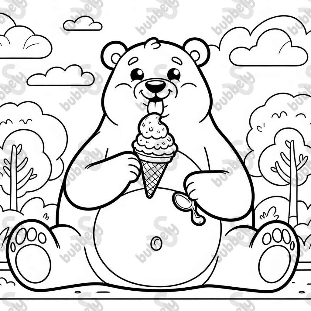 A bear eating ice cream