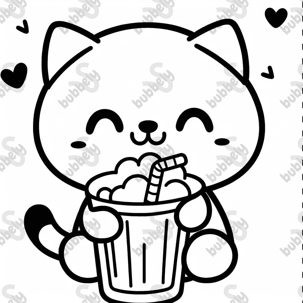 mignon chat buvant un milkshake