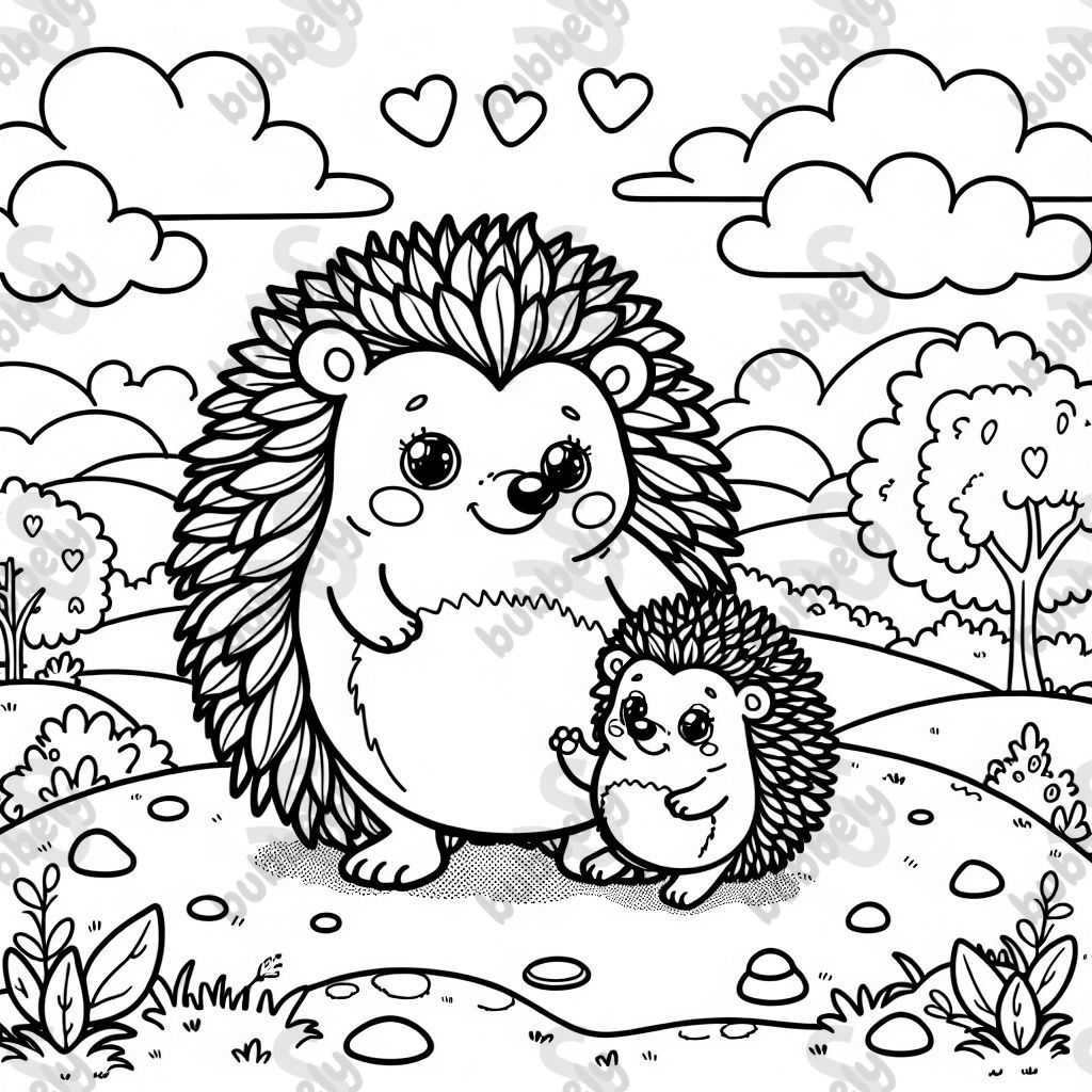 maman hérisson et bébé