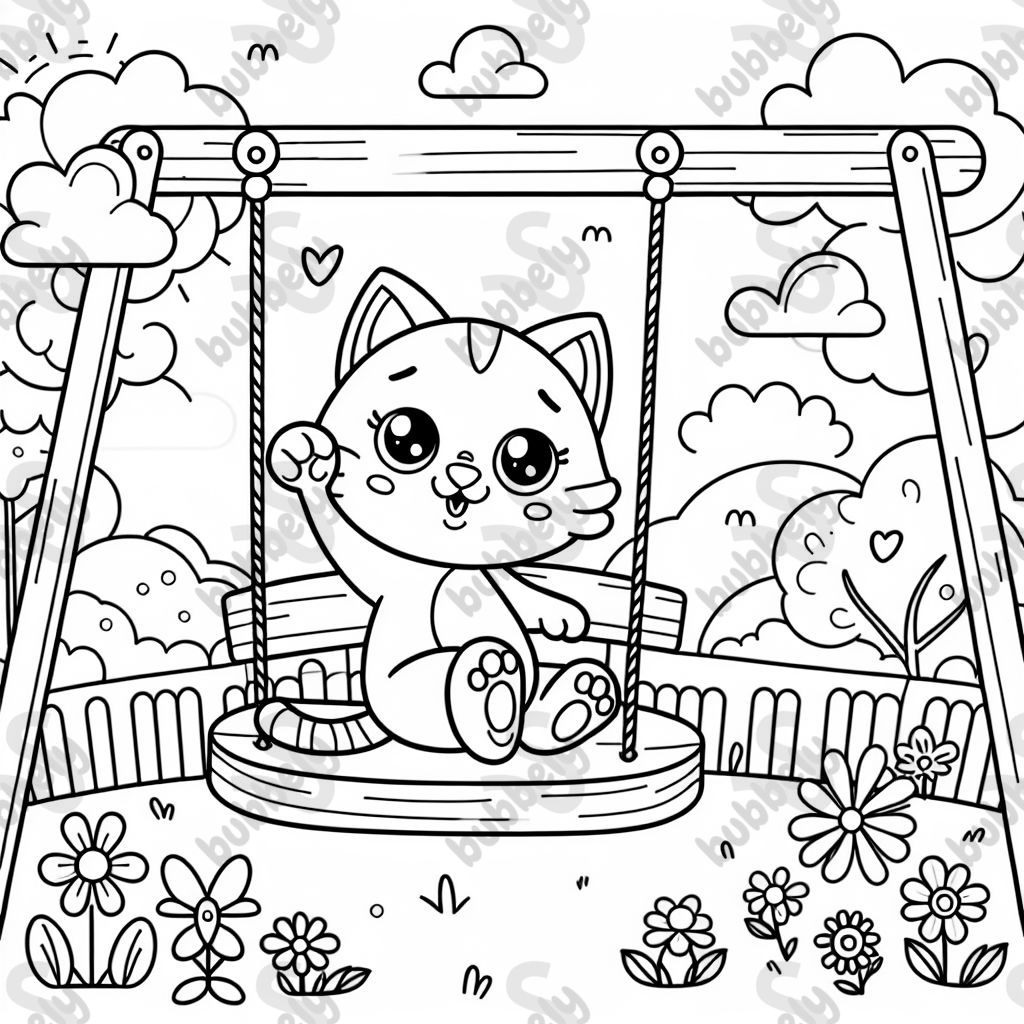 Katze auf einer Schaukel 