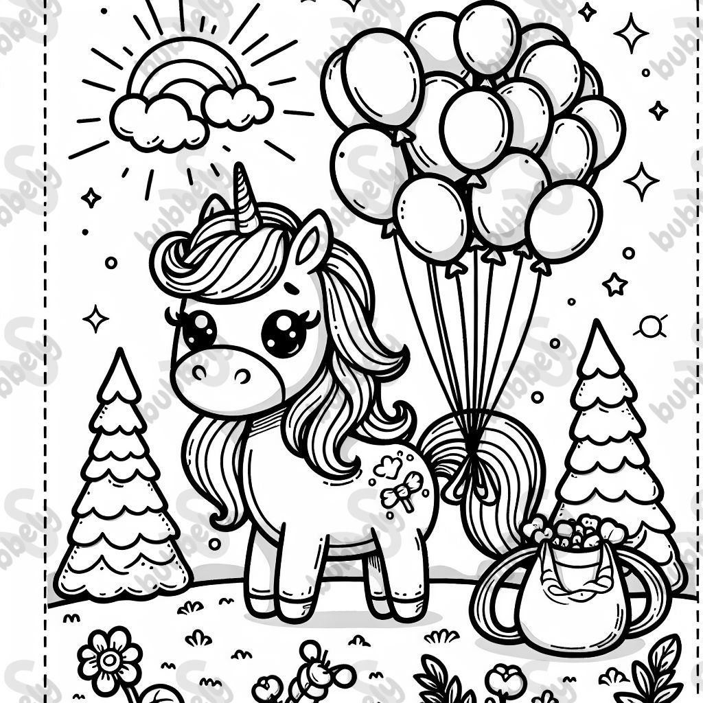 Einhorn mit Luftballons