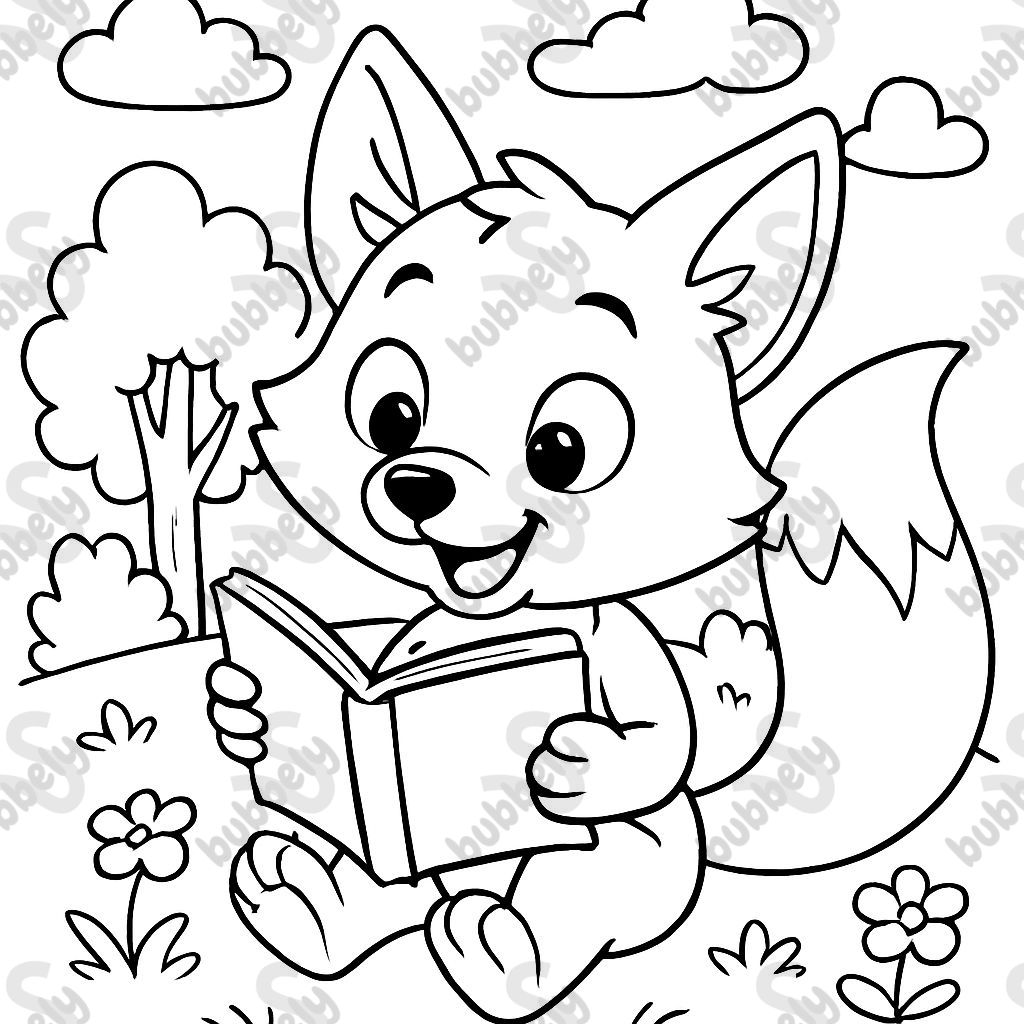 A fox reading a book