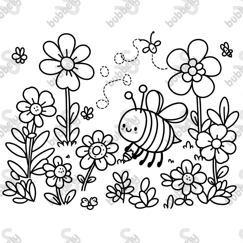 a bee in the flowers