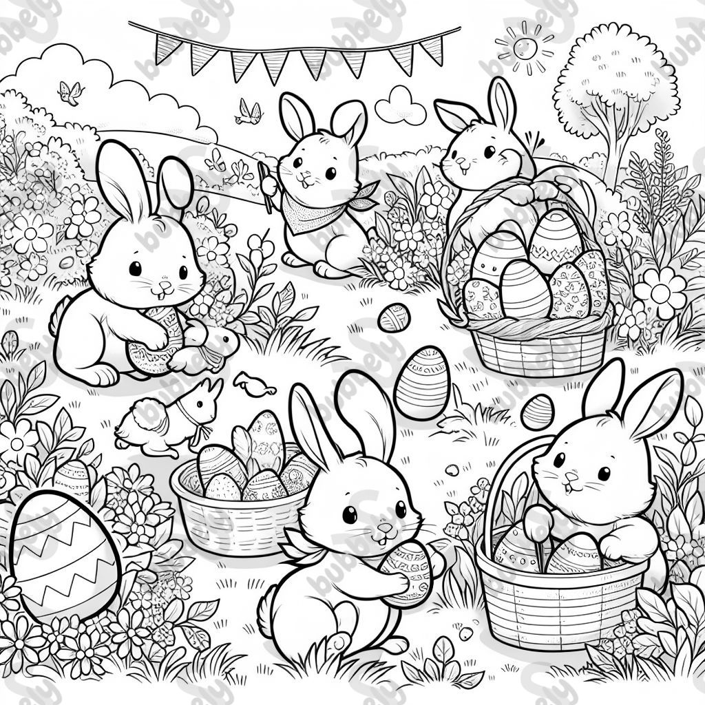 bunnies on an egg hunt