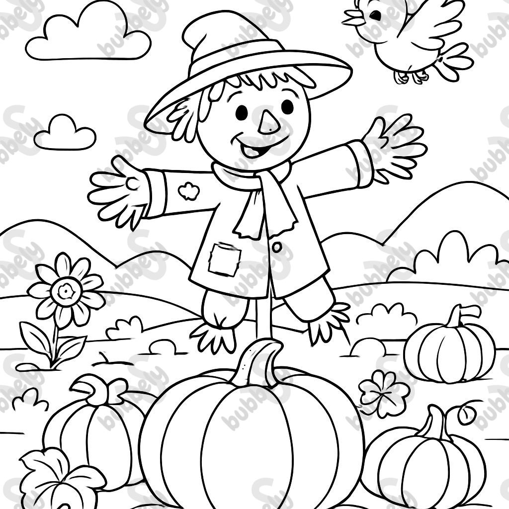 A scarecrow in the pumpkin field