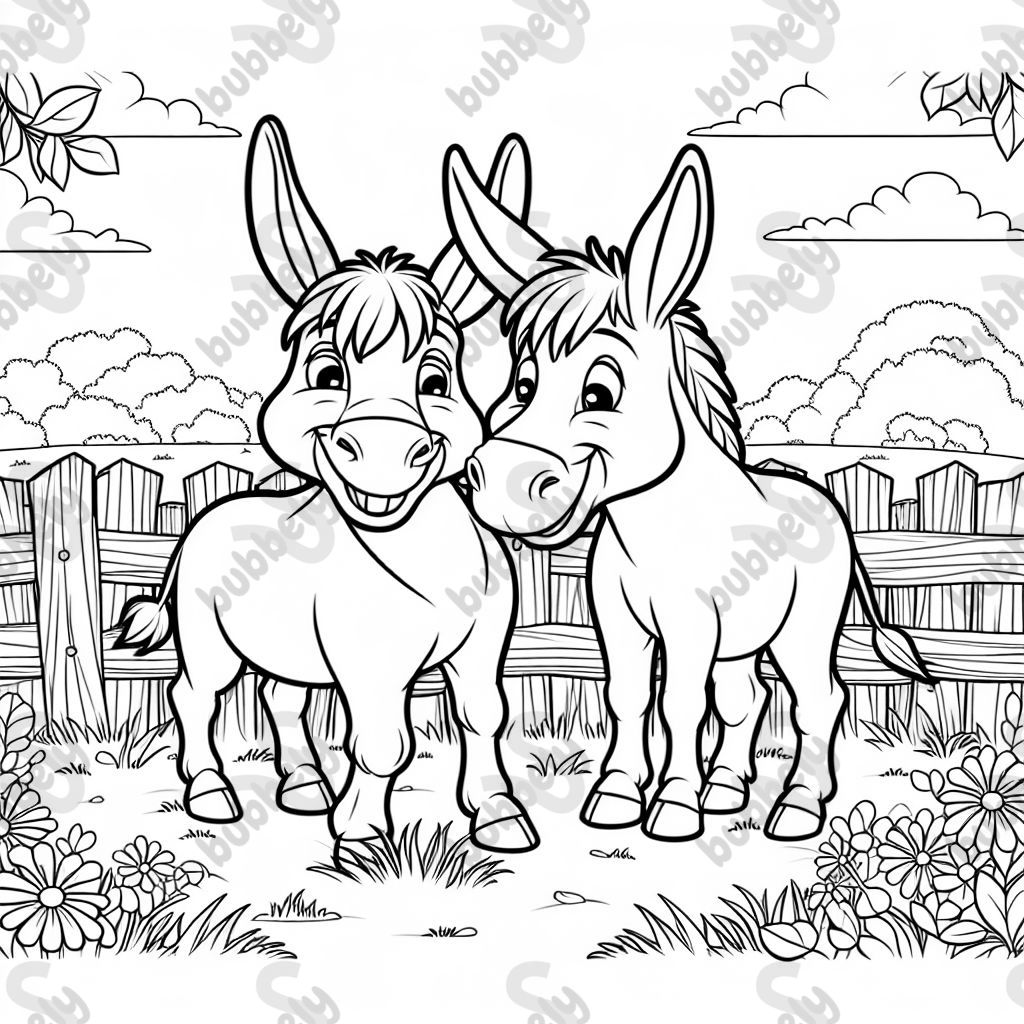 deux ânes dans un pré