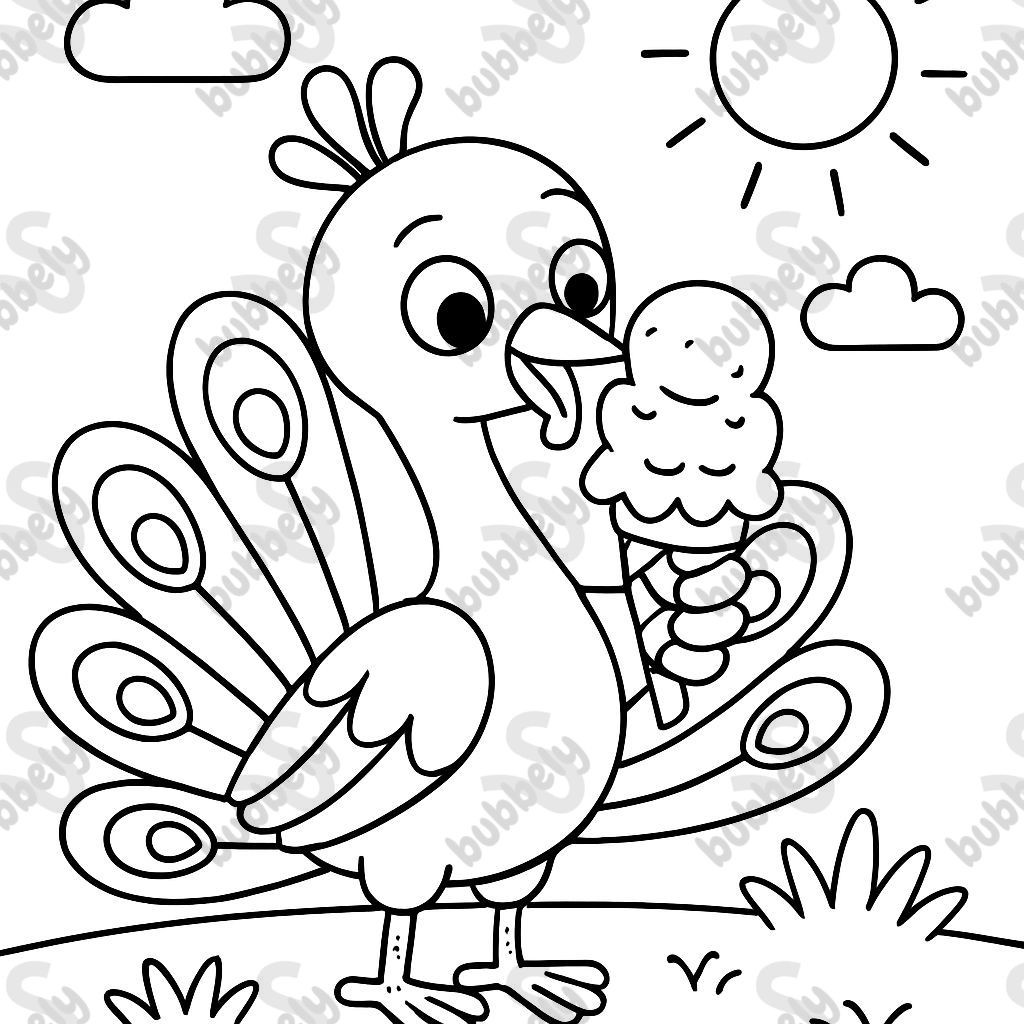 paon mangeant de la glace