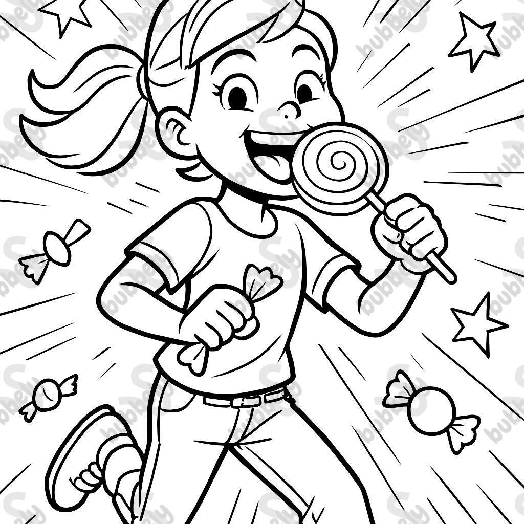 fille mange des bonbons