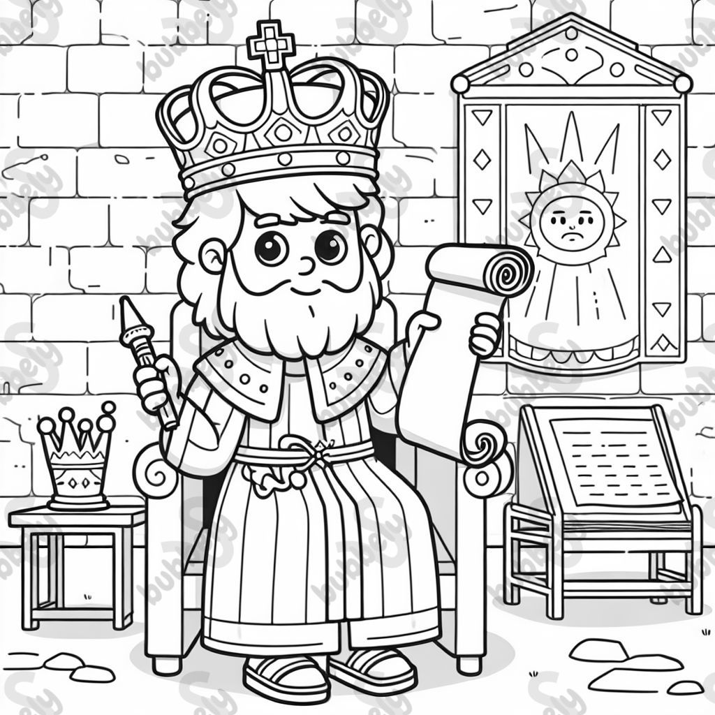 an Israelite 8 year old king holding a scroll