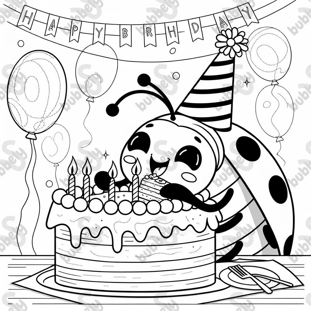 happy birthday lovebug eating cake