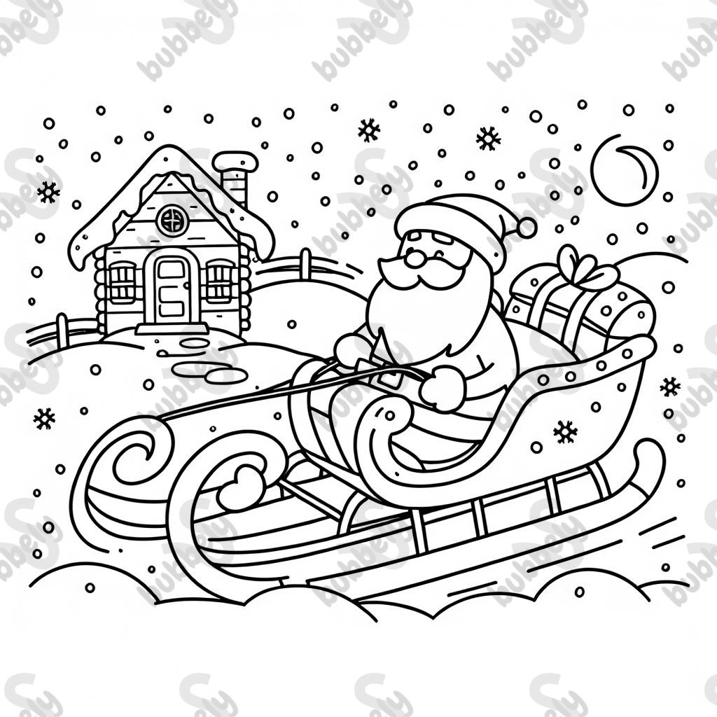 santas sleigh in snow