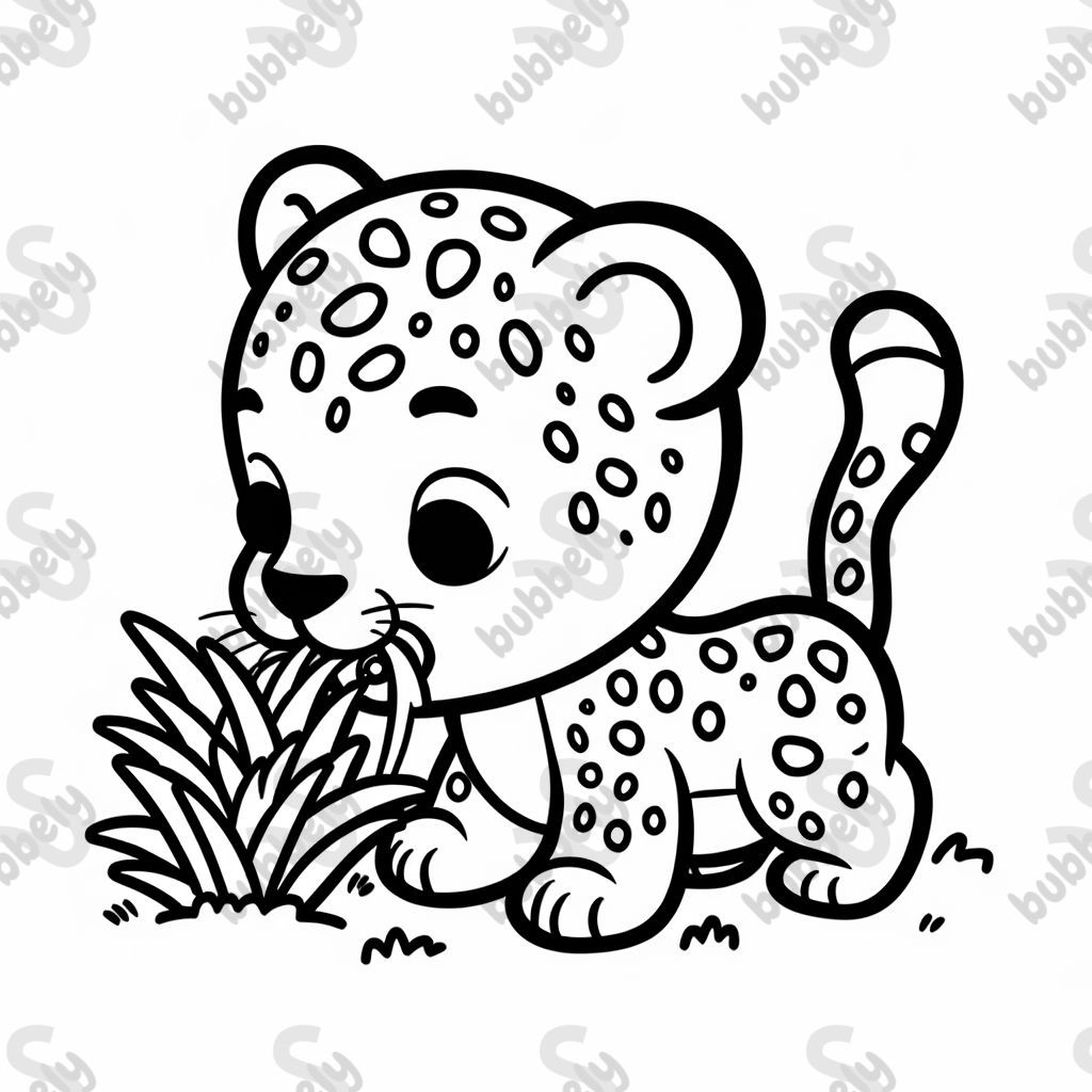 A leopard eating grass.