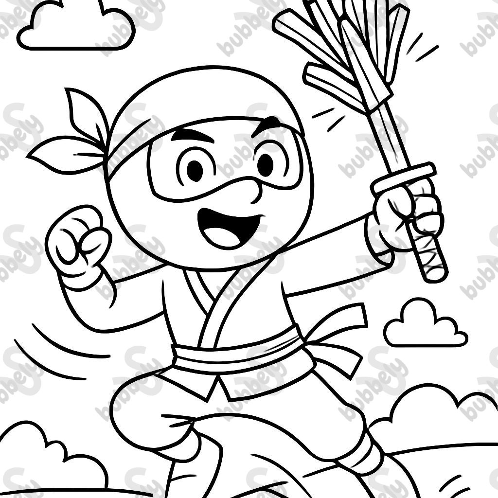 a ninja who has speared fries with his sword
