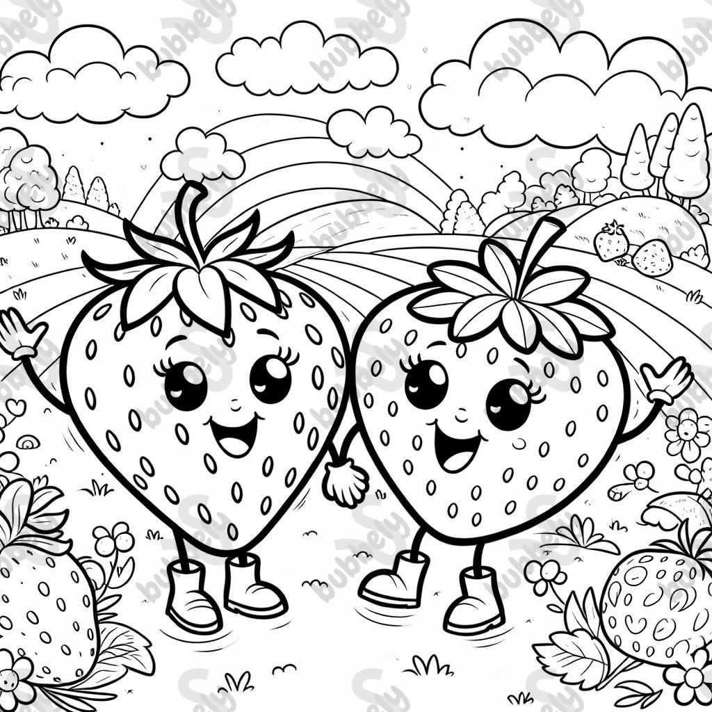 a strawberry and a blueberry.