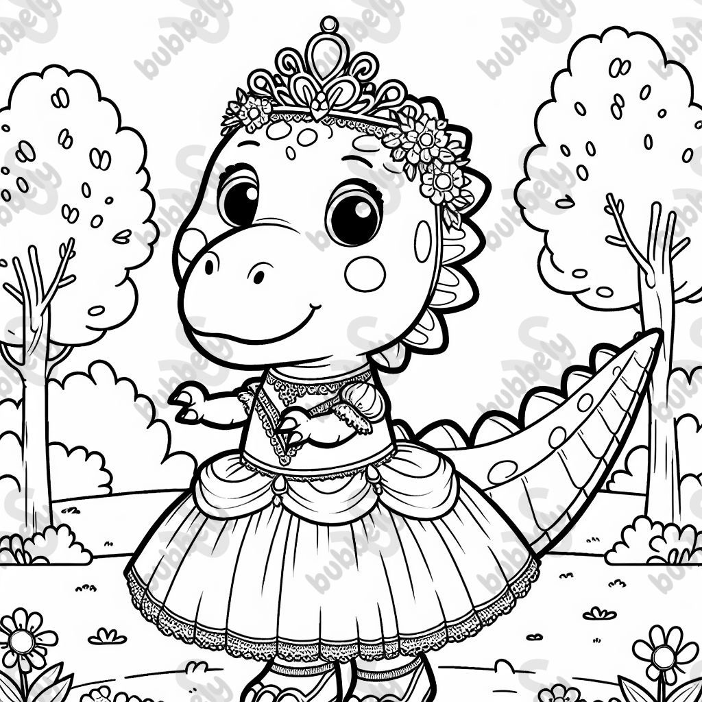 Dinosaurier in Prinzessinnenkostüm