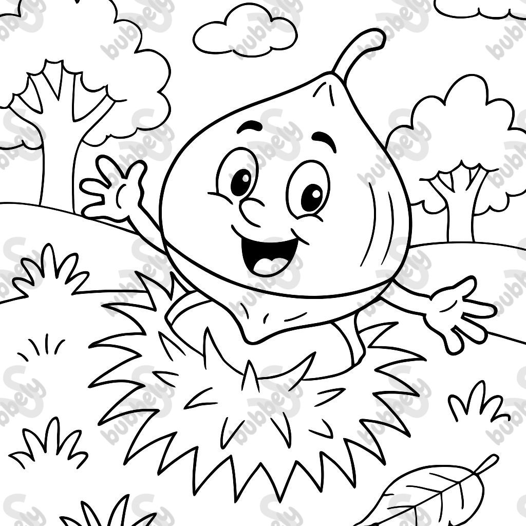 a chestnut coming out of the hedgehog