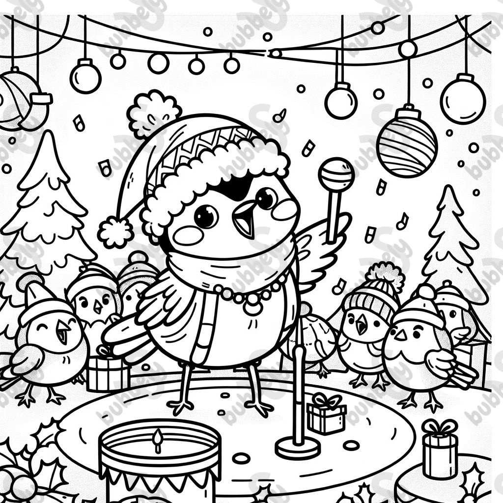 chickadee having a christmas party