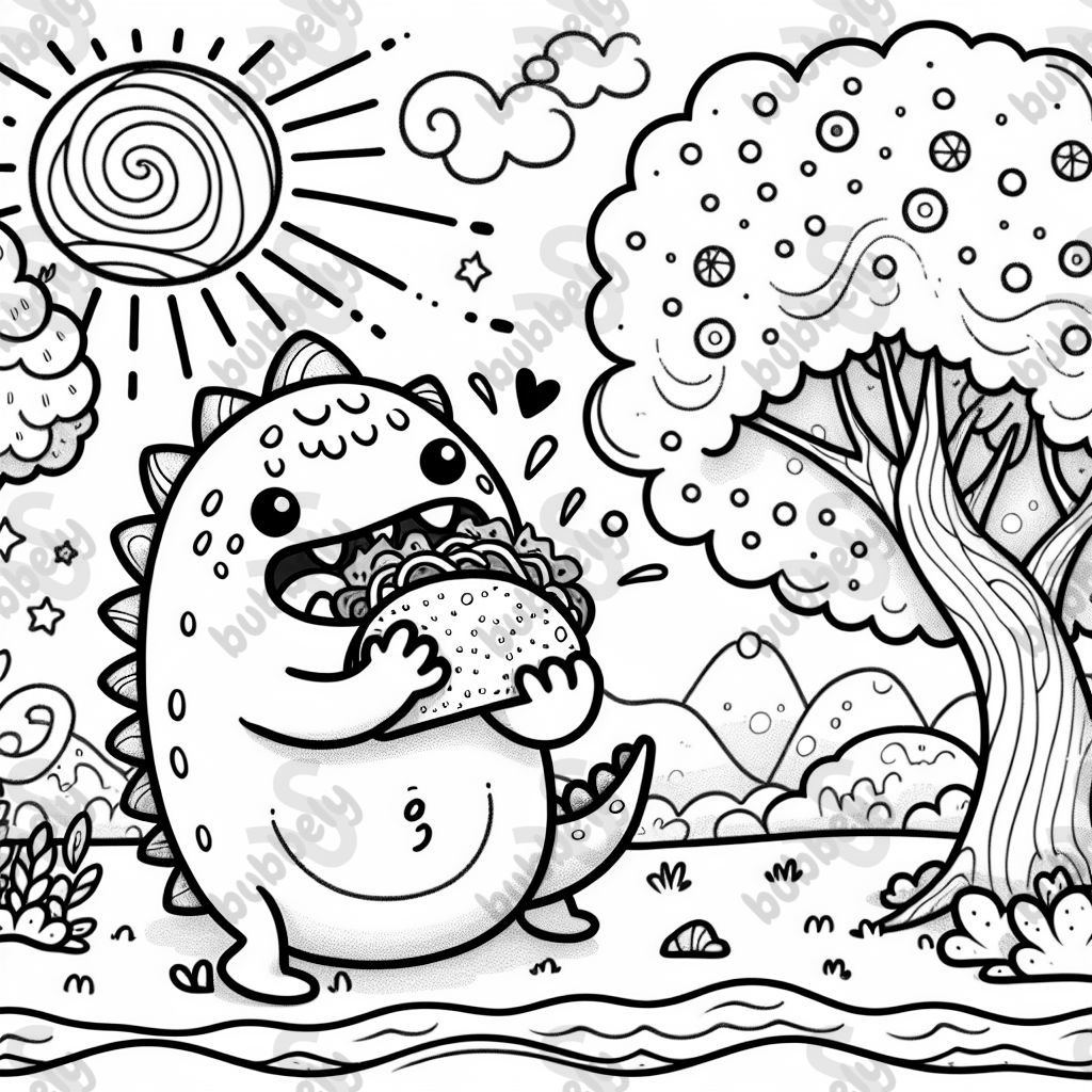 a monster eating tacos