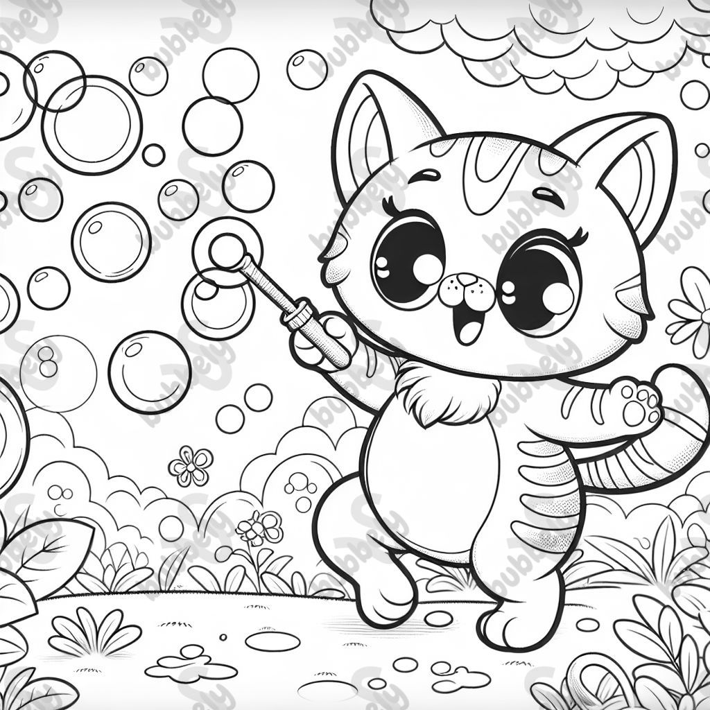 A cat and bubbles