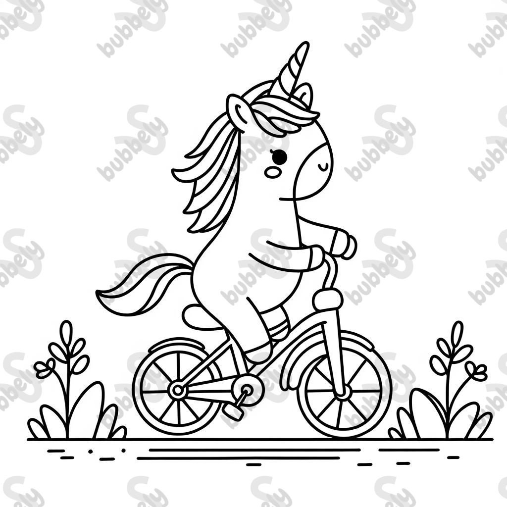 Einhorn auf einem Fahrrad