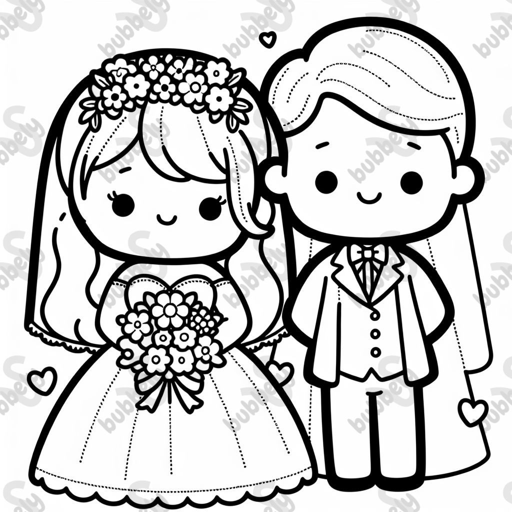 a bride and groom with flowers