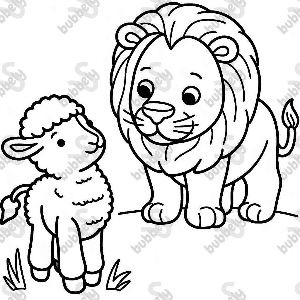 Lion attaquant un agneau