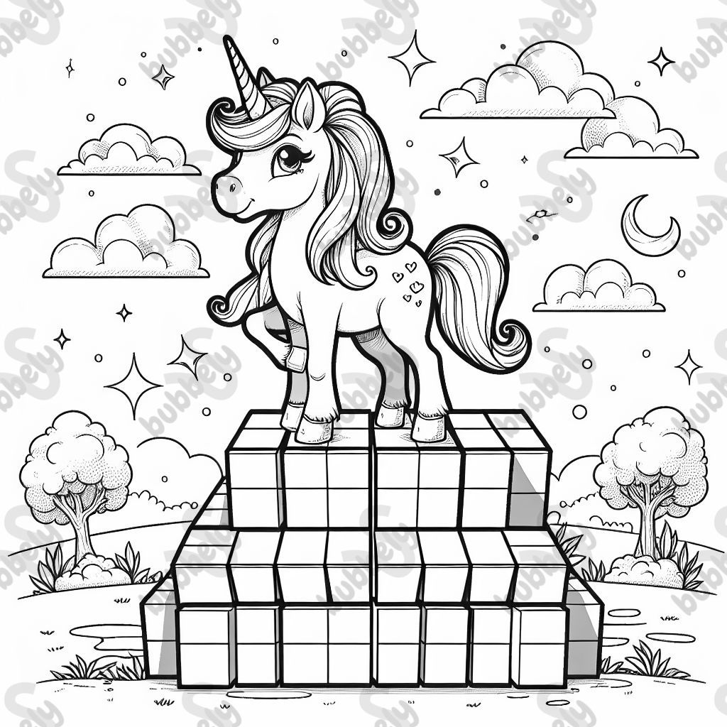 une grille simple avec 30 cases et une licorne en haut