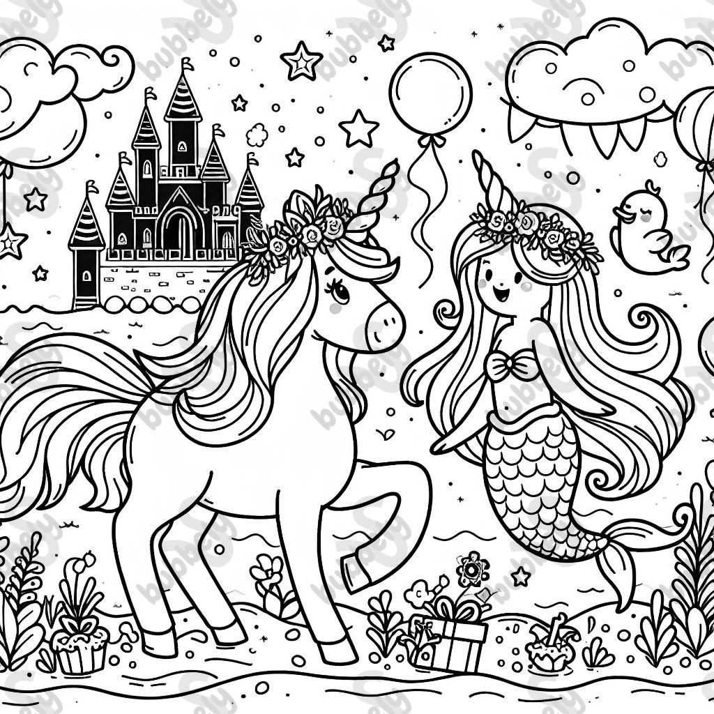 a birthday card for 8 years old girl that loves unicorn and mermaid