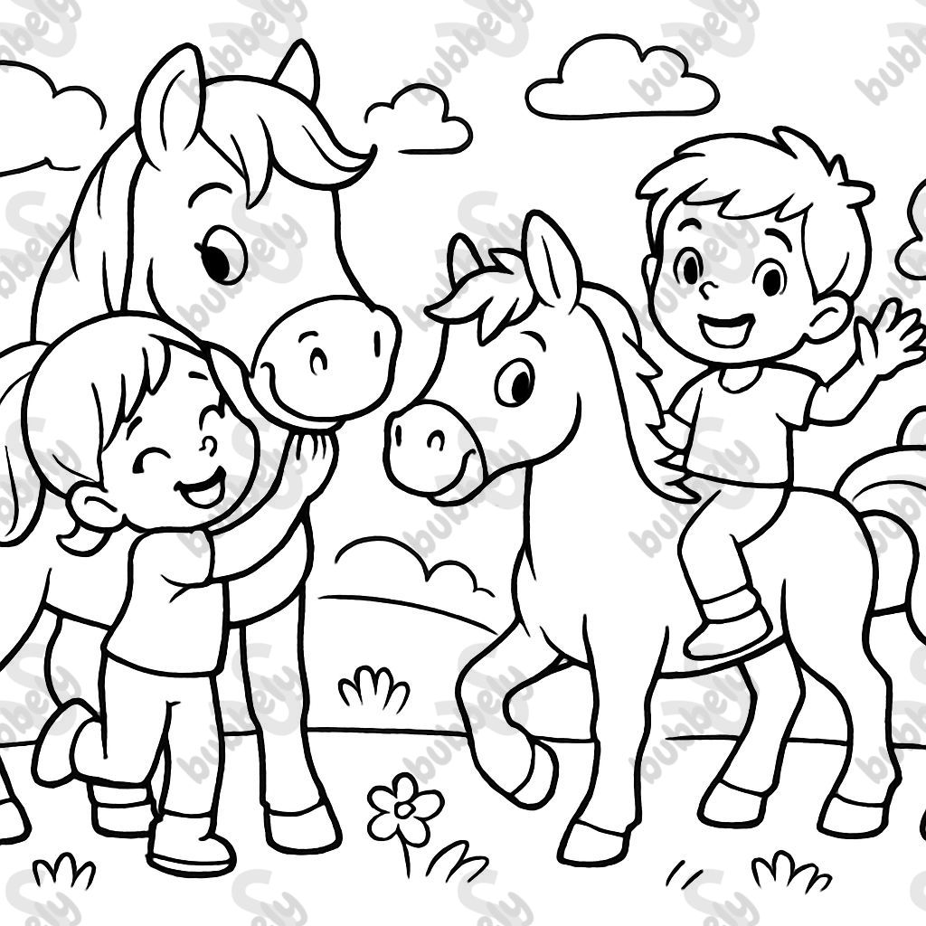 Horses with children Horses with children