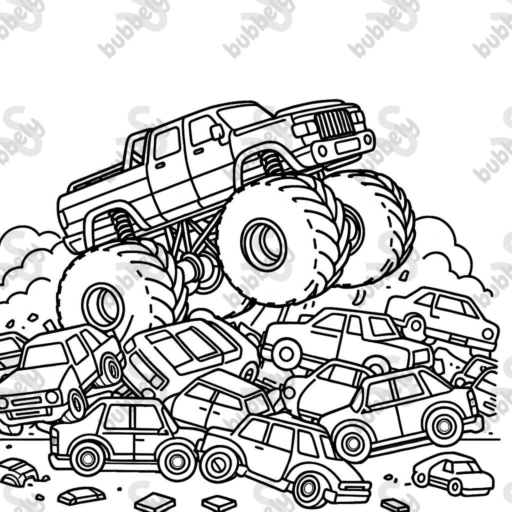 Monster truck crushing cars