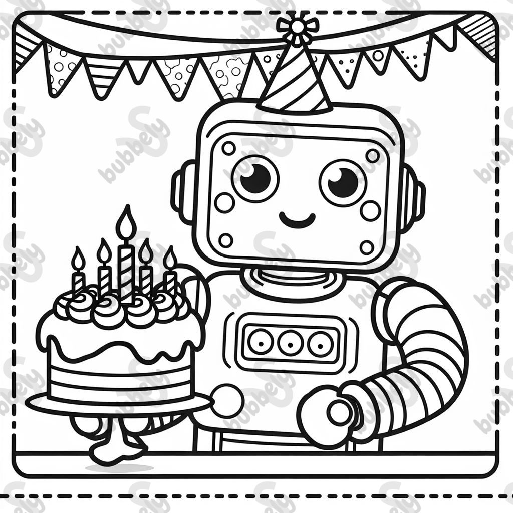 birthday cake with robot