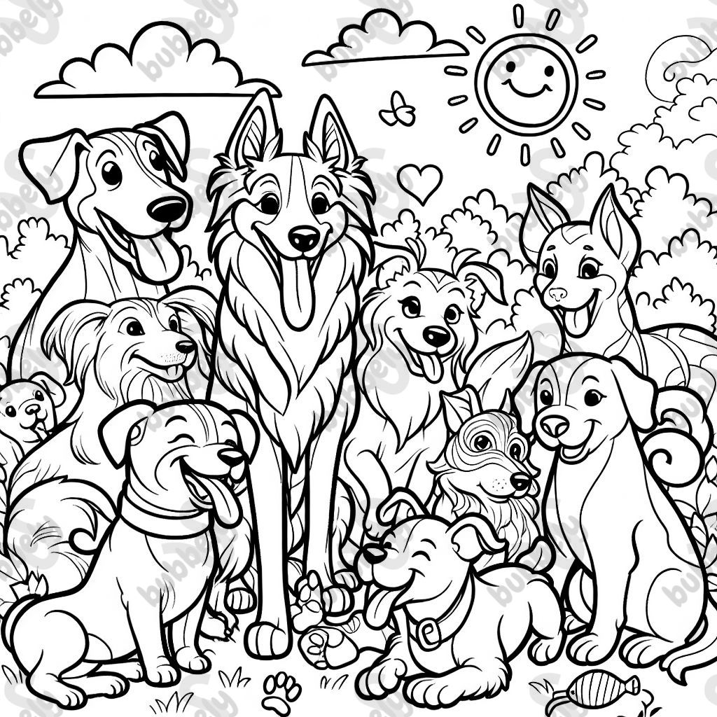 Lots of different breeds of dogs