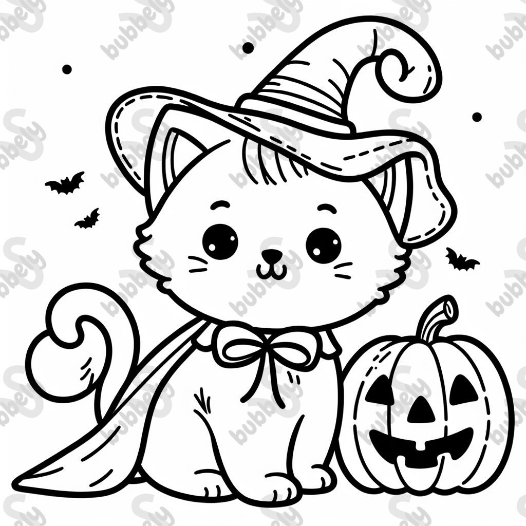 Happy cute halloween kitten