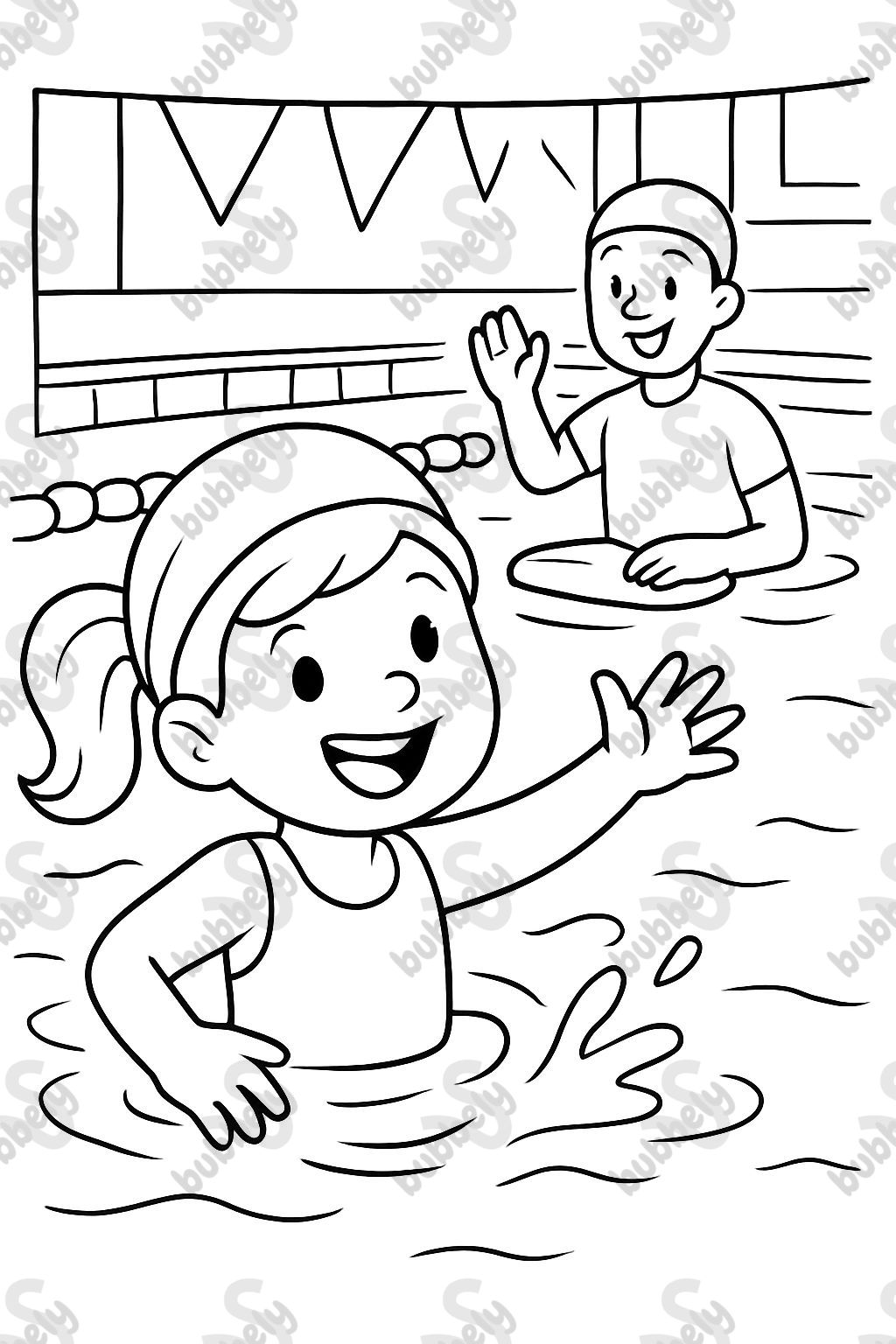 Une fille participant à un cours de natation