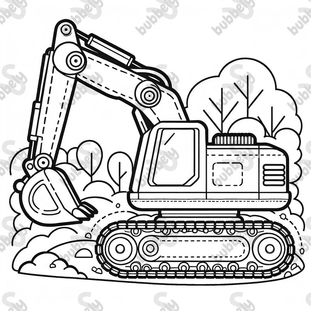 A digger to color for kids. A digger to color for kids.