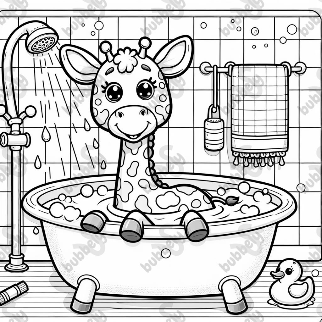 eine Giraffe in der Badewanne