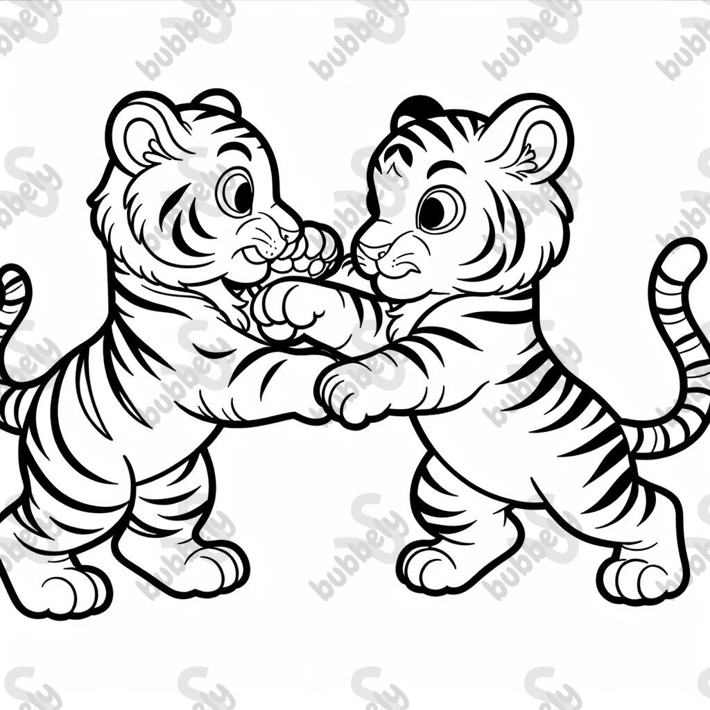 two tigers fight