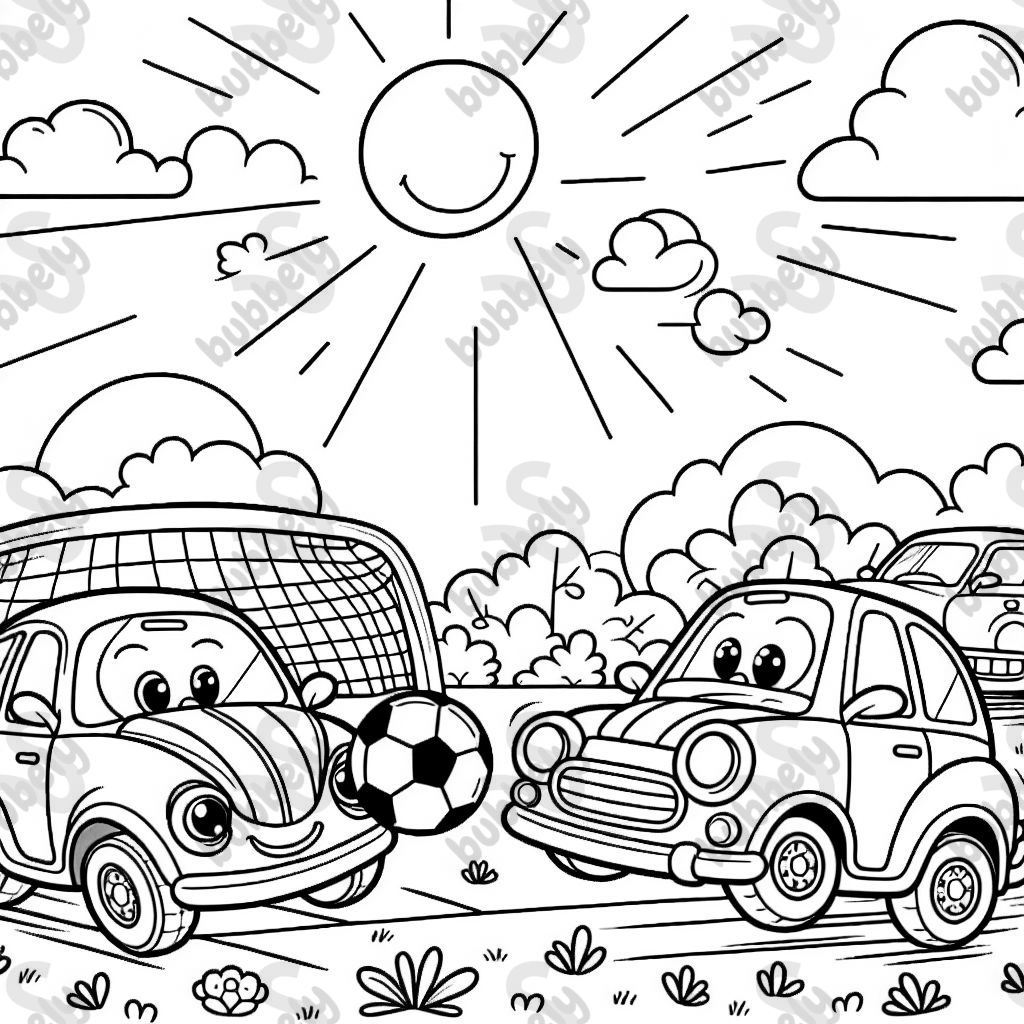 Autos die gegeneinander Fußball spielen 