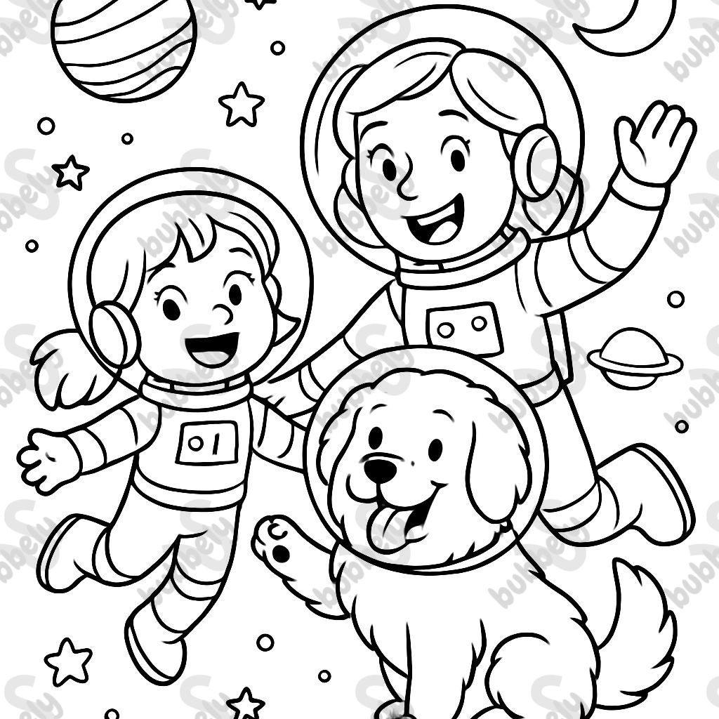 Fille et maman et chien des Pyrénées dans l'espace
