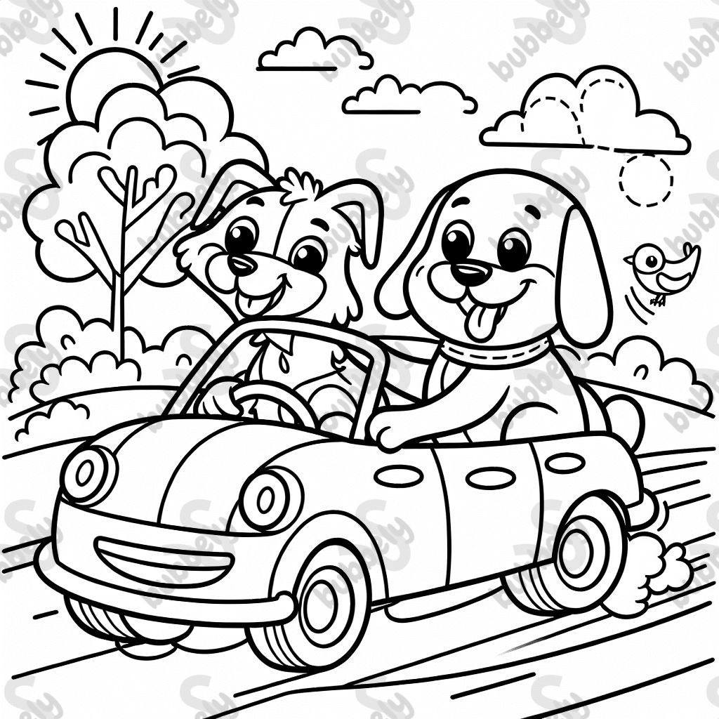 un chien conduisant une voiture